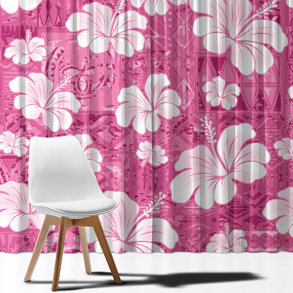 Pink Bula Fiji Masi Hibiscus Seamless Window Curtain