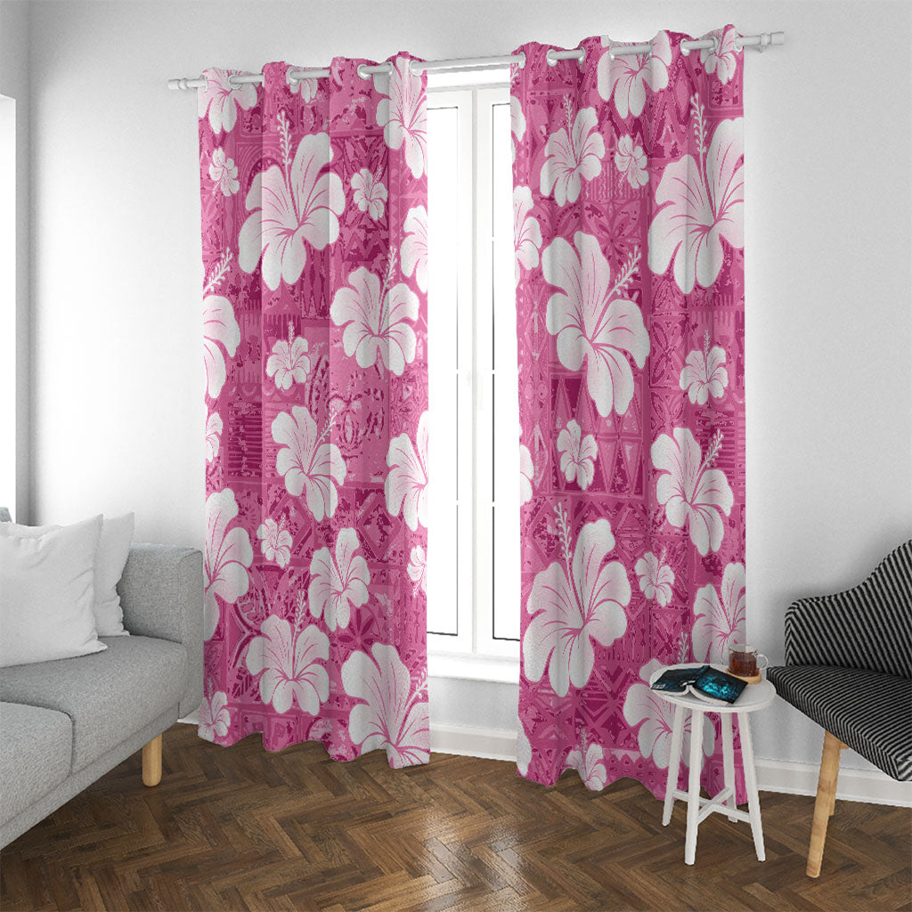 Pink Bula Fiji Masi Hibiscus Seamless Window Curtain