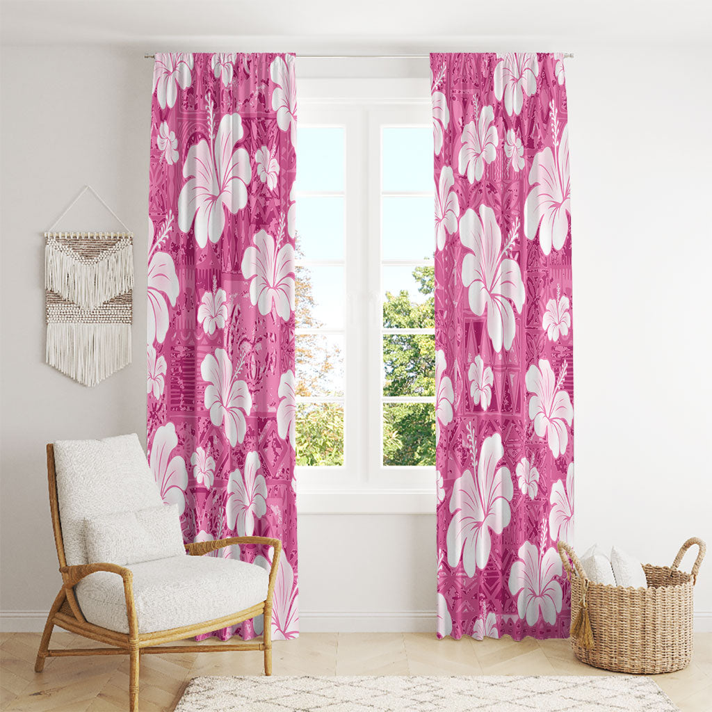 Pink Bula Fiji Masi Hibiscus Seamless Window Curtain