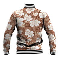 Brown Bula Fiji Masi Hibiscus Seamless Baseball Jacket