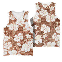 Brown Bula Fiji Masi Hibiscus Seamless Basketball Jersey LT14 - Polynesian Pride