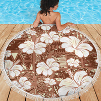 Brown Bula Fiji Masi Hibiscus Seamless Beach Blanket LT14 - Polynesian Pride