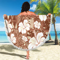 Brown Bula Fiji Masi Hibiscus Seamless Beach Blanket LT14 - Polynesian Pride