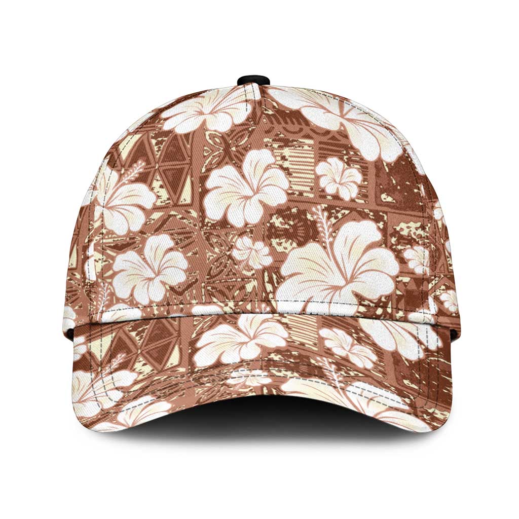 Brown Bula Fiji Masi Hibiscus Seamless Classic Cap LT14 Universal Fit Brown - Polynesian Pride