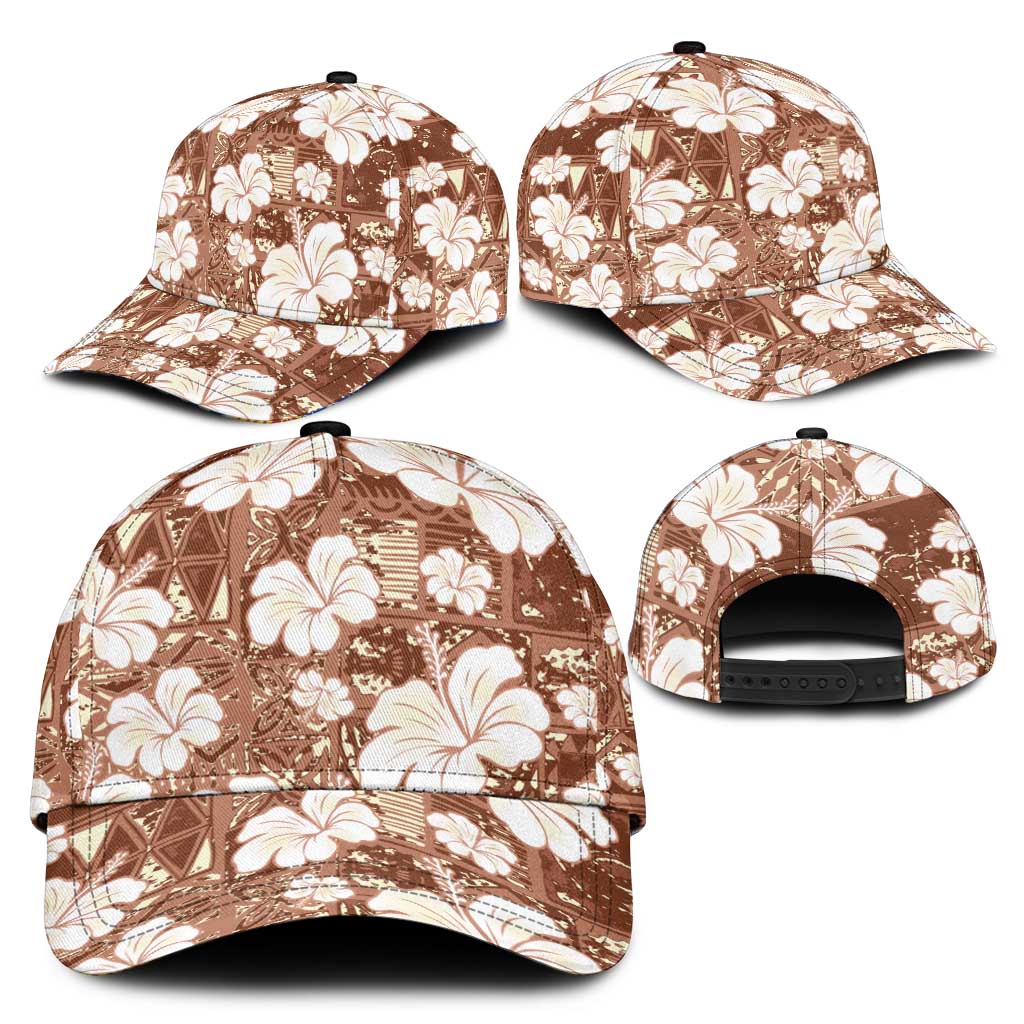 Brown Bula Fiji Masi Hibiscus Seamless Classic Cap LT14 - Polynesian Pride