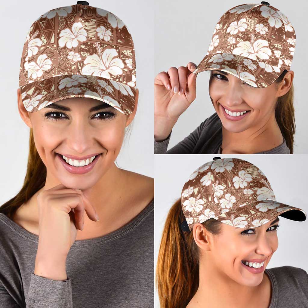 Brown Bula Fiji Masi Hibiscus Seamless Classic Cap LT14 - Polynesian Pride
