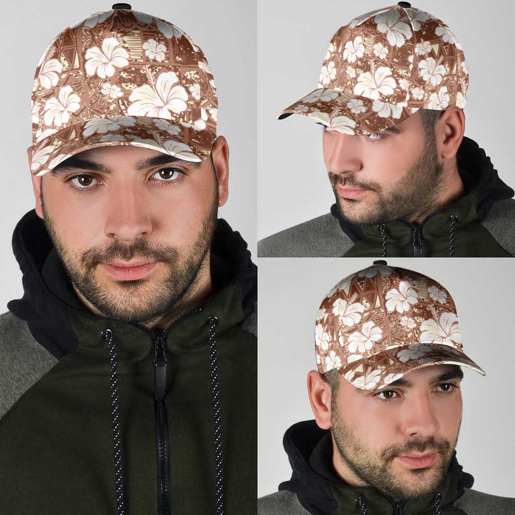 Brown Bula Fiji Masi Hibiscus Seamless Classic Cap LT14 - Polynesian Pride