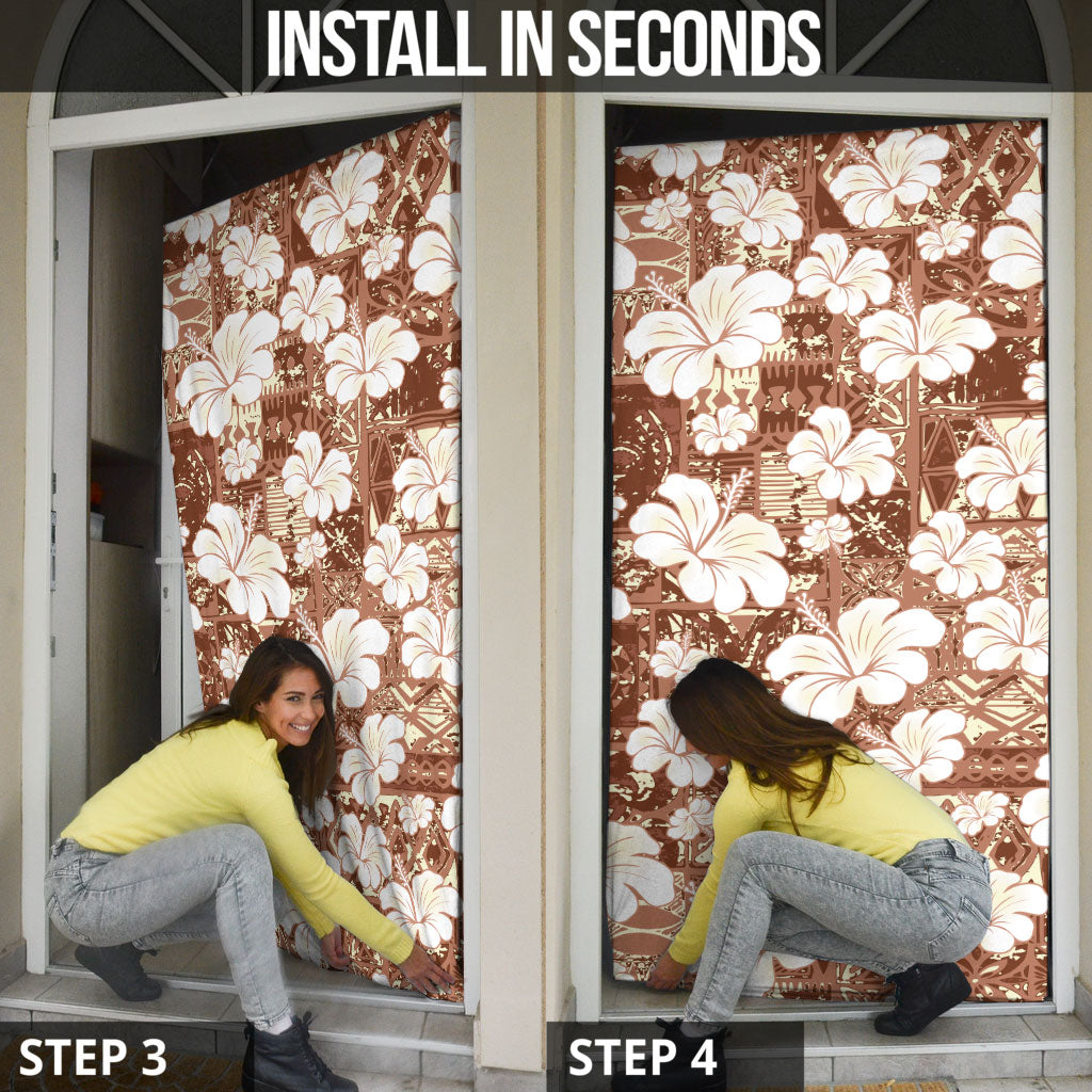 Brown Bula Fiji Masi Hibiscus Seamless Door Cover LT14 - Polynesian Pride