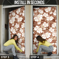 Brown Bula Fiji Masi Hibiscus Seamless Door Cover LT14 - Polynesian Pride