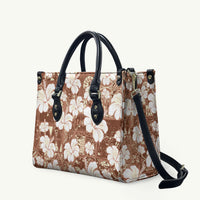 Brown Bula Fiji Masi Hibiscus Seamless Leather Bag LT14 Brown - Polynesian Pride