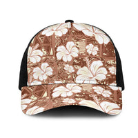 Brown Bula Fiji Masi Hibiscus Seamless Mesh Trucker Cap LT14 One Size Black Brown - Polynesian Pride