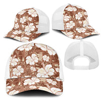 Brown Bula Fiji Masi Hibiscus Seamless Mesh Trucker Cap LT14 - Polynesian Pride