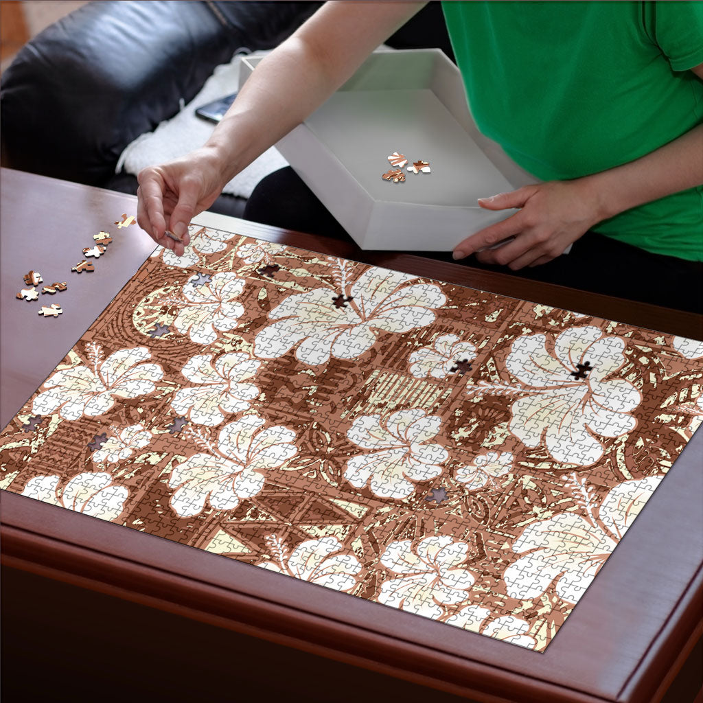 Brown Bula Fiji Masi Hibiscus Seamless Puzzle LT14 - Polynesian Pride