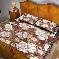 Brown Bula Fiji Masi Hibiscus Seamless Quilt Bed Set LT14 - Polynesian Pride