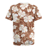 Brown Bula Fiji Masi Hibiscus Seamless Rugby Jersey