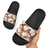 Brown Bula Fiji Masi Hibiscus Seamless Slide Sandals