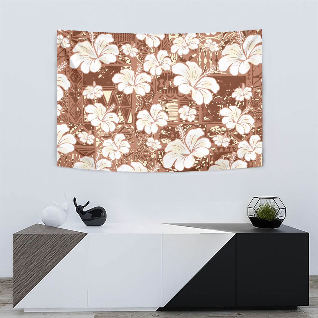 Brown Bula Fiji Masi Hibiscus Seamless Tapestry LT14 - Polynesian Pride