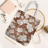 Brown Bula Fiji Masi Hibiscus Seamless Tote Bag