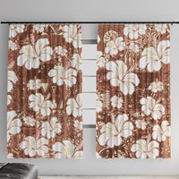 Brown Bula Fiji Masi Hibiscus Seamless Window Curtain LT14 With Hooks Brown - Polynesian Pride