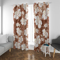 Brown Bula Fiji Masi Hibiscus Seamless Window Curtain LT14 With Grommets Brown - Polynesian Pride