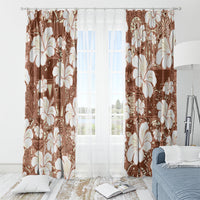Brown Bula Fiji Masi Hibiscus Seamless Window Curtain LT14 - Polynesian Pride