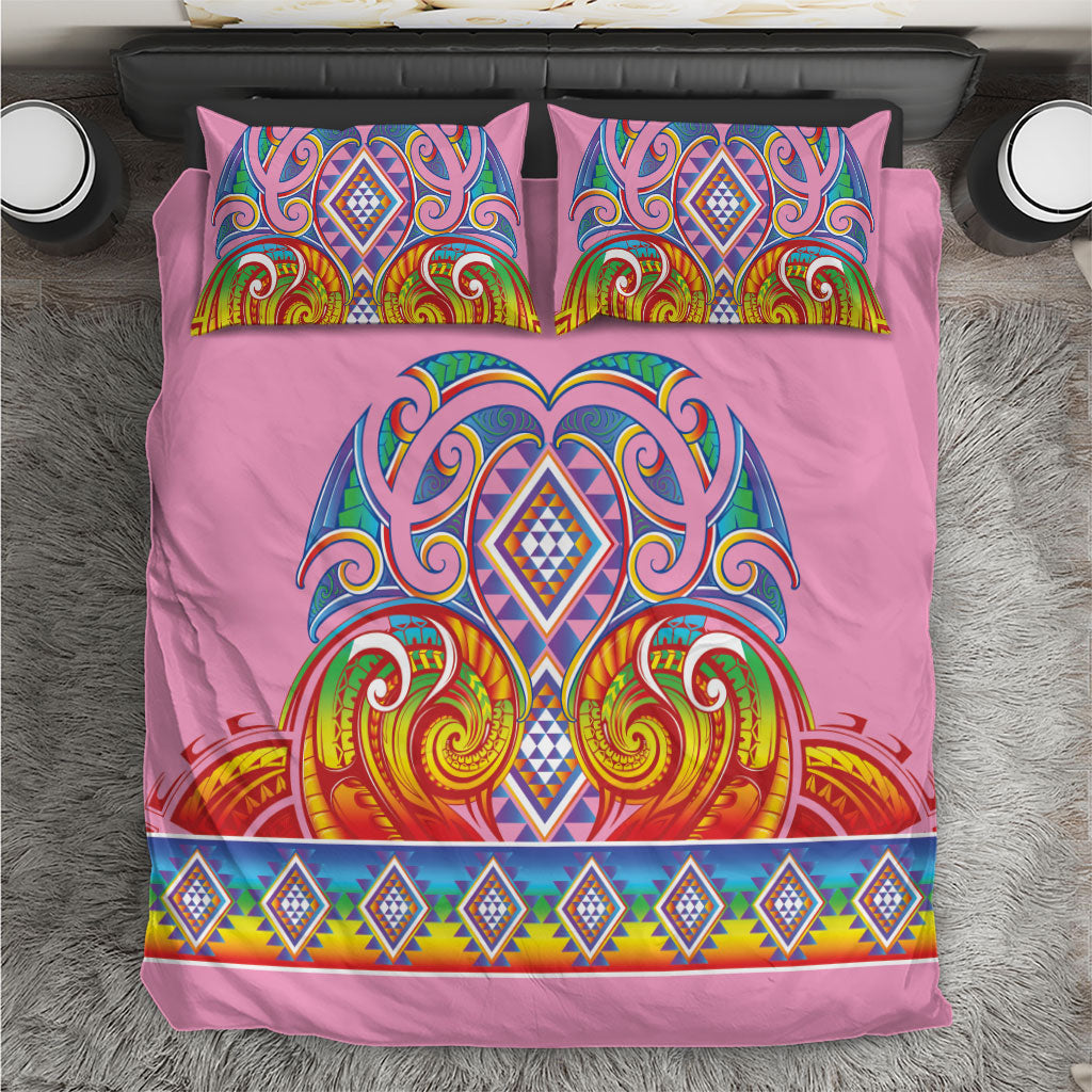 Rainbow Ngaru Taniko With Aotearoa Maori Tattoo Bedding Set