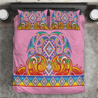 Rainbow Ngaru Taniko With Aotearoa Maori Tattoo Bedding Set LT14 Pink - Polynesian Pride