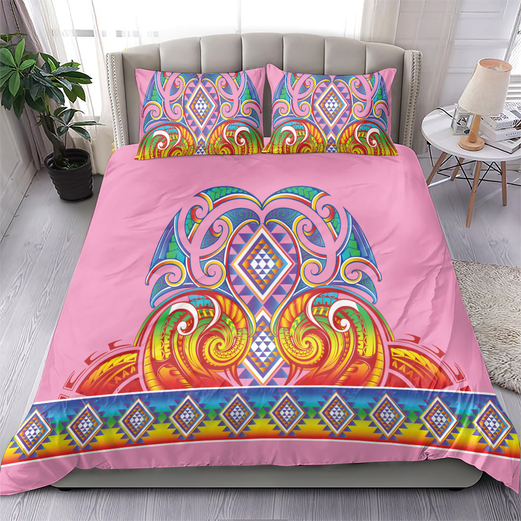 Rainbow Ngaru Taniko With Aotearoa Maori Tattoo Bedding Set LT14 - Polynesian Pride