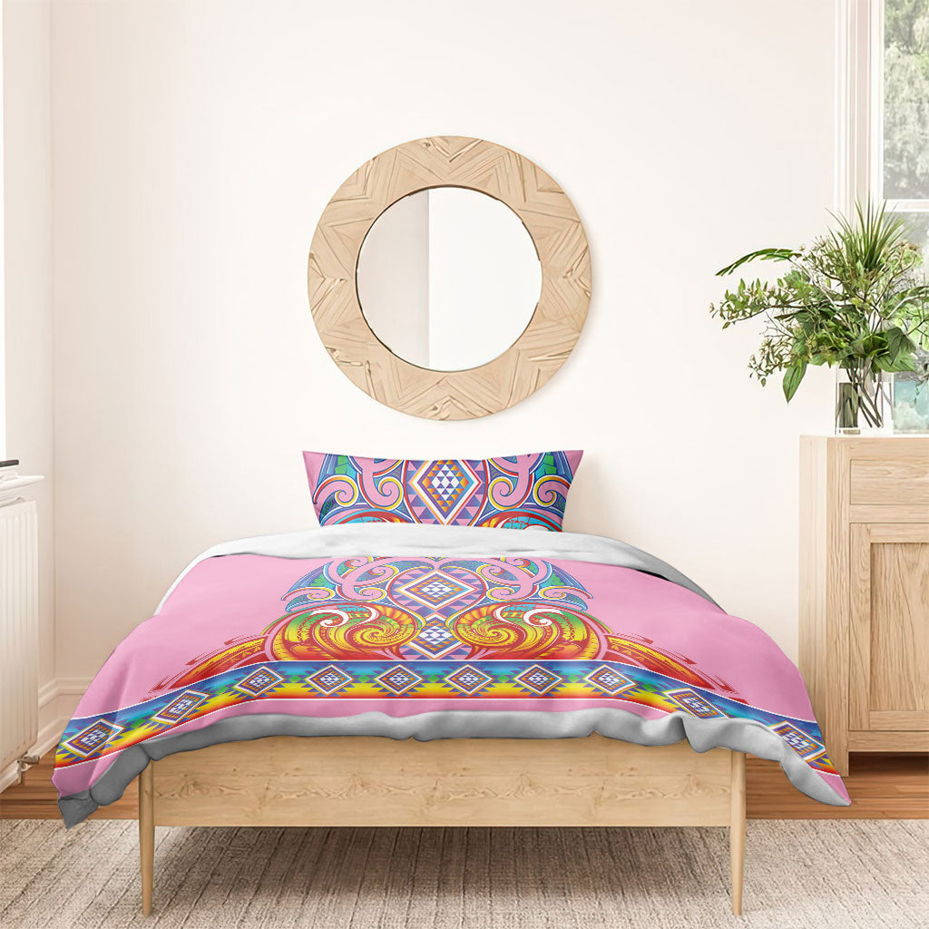 Rainbow Ngaru Taniko With Aotearoa Maori Tattoo Bedding Set LT14 - Polynesian Pride