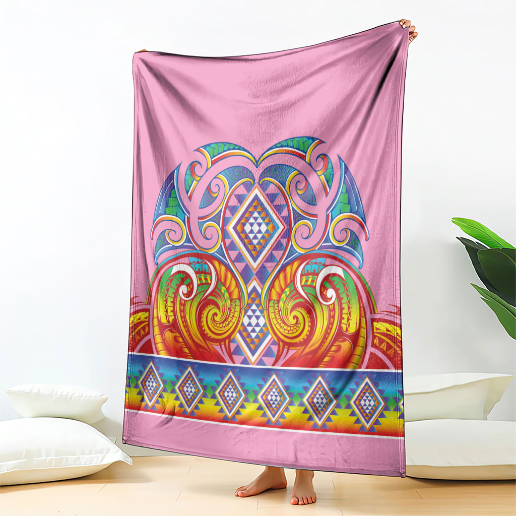 Rainbow Ngaru Taniko With Aotearoa Maori Tattoo Blanket LT14 - Polynesian Pride