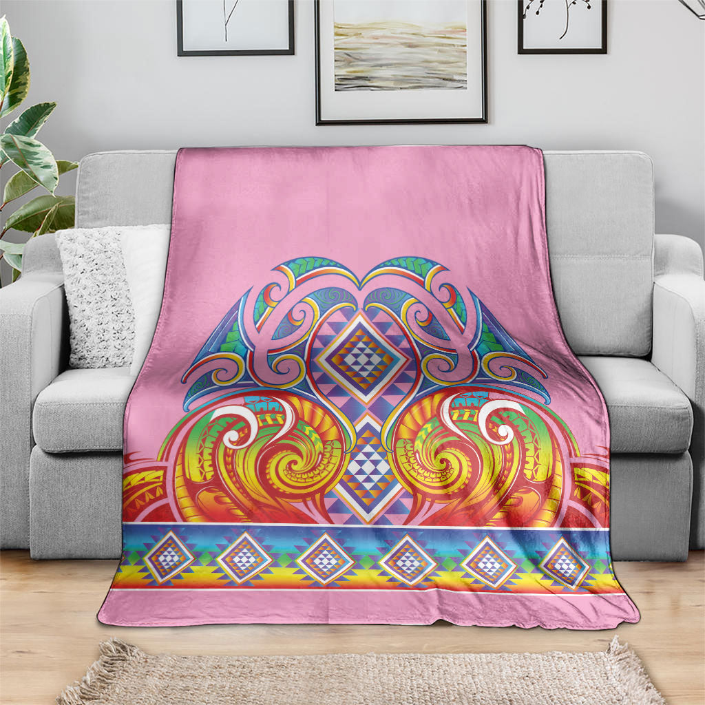 Rainbow Ngaru Taniko With Aotearoa Maori Tattoo Blanket LT14 - Polynesian Pride