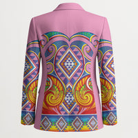 Rainbow Ngaru Taniko With Aotearoa Maori Tattoo Blazer