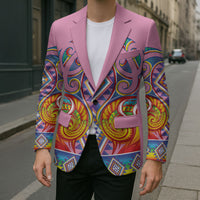 Rainbow Ngaru Taniko With Aotearoa Maori Tattoo Blazer
