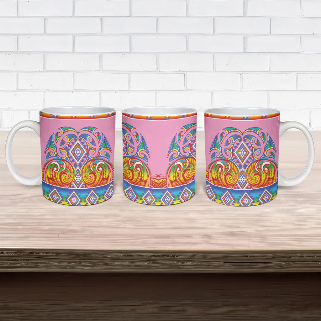 Rainbow Ngaru Taniko With Aotearoa Maori Tattoo Ceramic Mug
