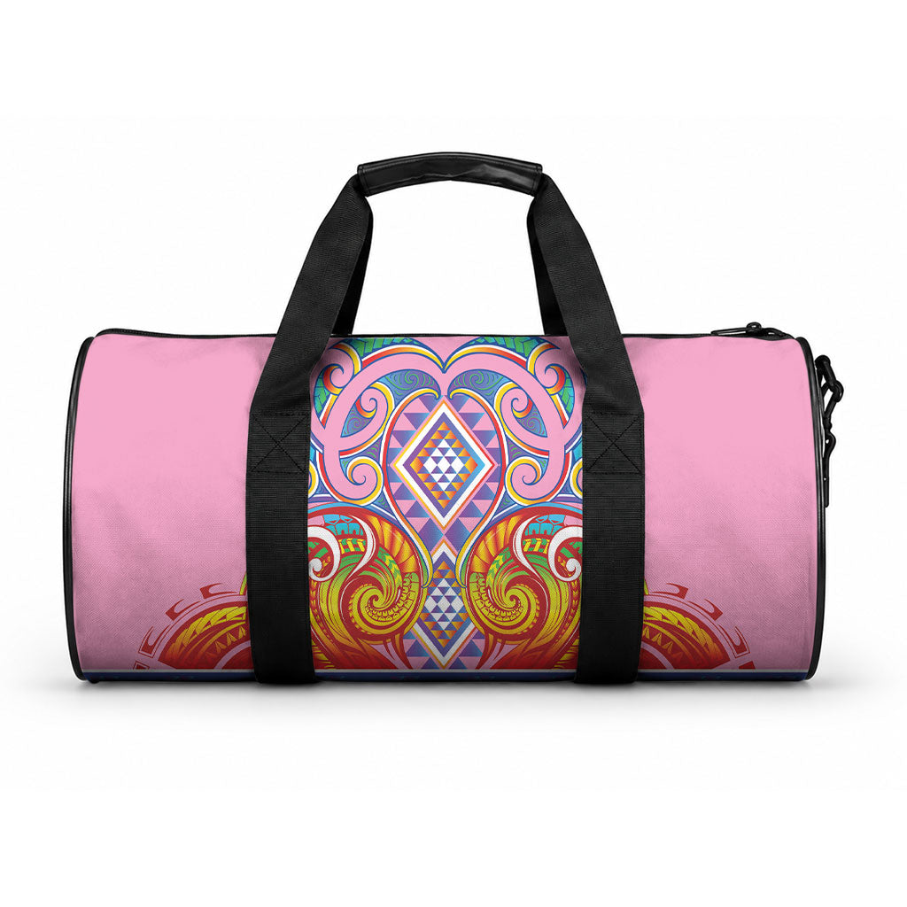 Rainbow Ngaru Taniko With Aotearoa Maori Tattoo Duffle Bag LT14 One size Pink - Polynesian Pride