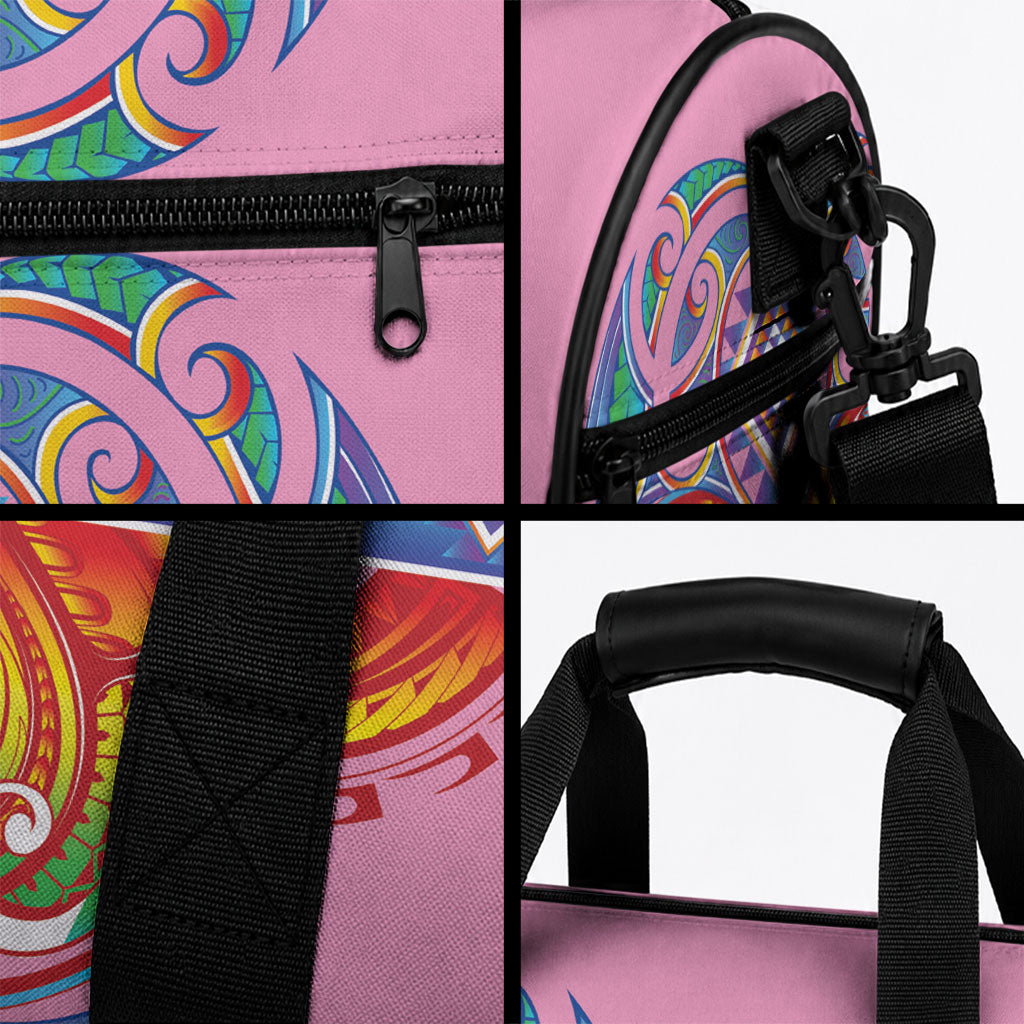 Rainbow Ngaru Taniko With Aotearoa Maori Tattoo Duffle Bag LT14 - Polynesian Pride