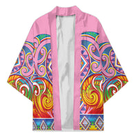 Rainbow Ngaru Taniko With Aotearoa Maori Tattoo Kimono