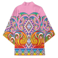 Rainbow Ngaru Taniko With Aotearoa Maori Tattoo Kimono