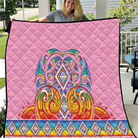Rainbow Ngaru Taniko With Aotearoa Maori Tattoo Quilt LT14 Pink - Polynesian Pride