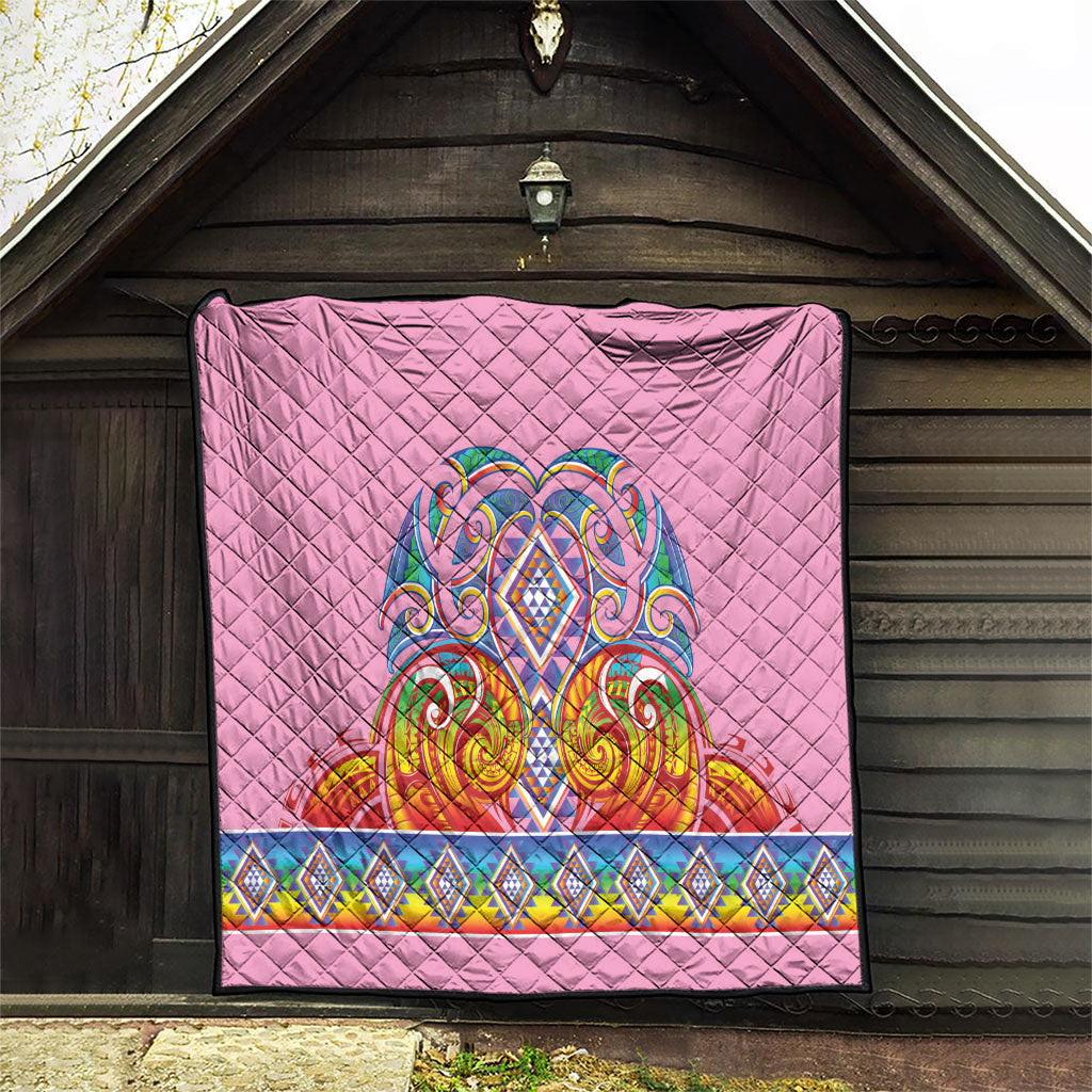 Rainbow Ngaru Taniko With Aotearoa Maori Tattoo Quilt LT14 - Polynesian Pride