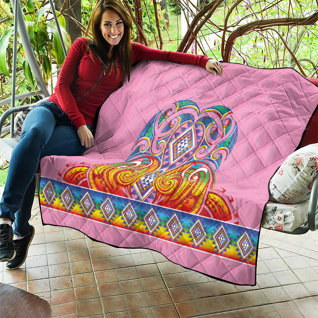 Rainbow Ngaru Taniko With Aotearoa Maori Tattoo Quilt LT14 - Polynesian Pride