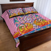 Rainbow Ngaru Taniko With Aotearoa Maori Tattoo Quilt Bed Set