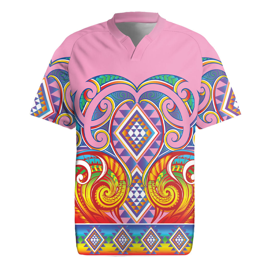 Rainbow Ngaru Taniko With Aotearoa Maori Tattoo Rugby Jersey