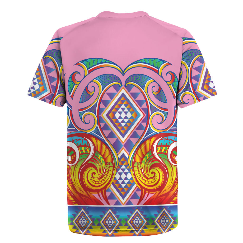 Rainbow Ngaru Taniko With Aotearoa Maori Tattoo Rugby Jersey LT14 - Polynesian Pride