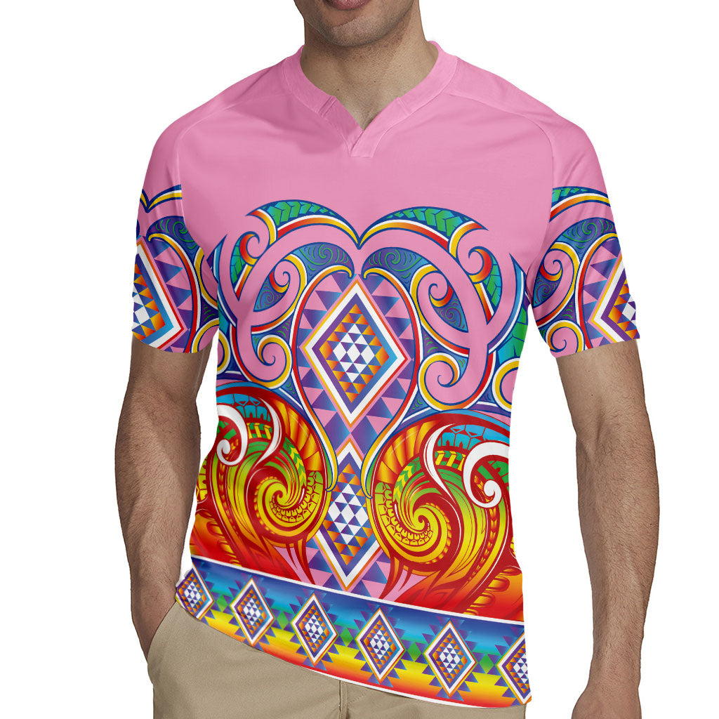 Rainbow Ngaru Taniko With Aotearoa Maori Tattoo Rugby Jersey LT14 - Polynesian Pride