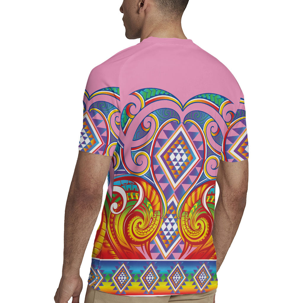 Rainbow Ngaru Taniko With Aotearoa Maori Tattoo Rugby Jersey LT14 - Polynesian Pride