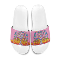 Rainbow Ngaru Taniko With Aotearoa Maori Tattoo Slide Sandals