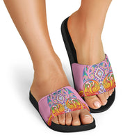 Rainbow Ngaru Taniko With Aotearoa Maori Tattoo Slide Sandals