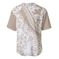 Polynesia Baseball Jersey Polynesian Tropical Flowers Beige Pastel Vibes LT14 - Polynesian Pride