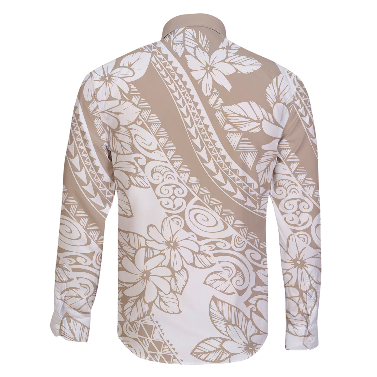 Polynesia Family Matching Off Shoulder Short Dress and Hawaiian Shirt Polynesian Tropical Flowers Beige Pastel Vibes LT14 - Polynesian Pride